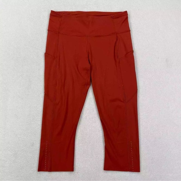 Lululemon Fast and Free Crop II 19" Nulux Cayenne Leggings Women’s Size 10 - Picture 3 of 10